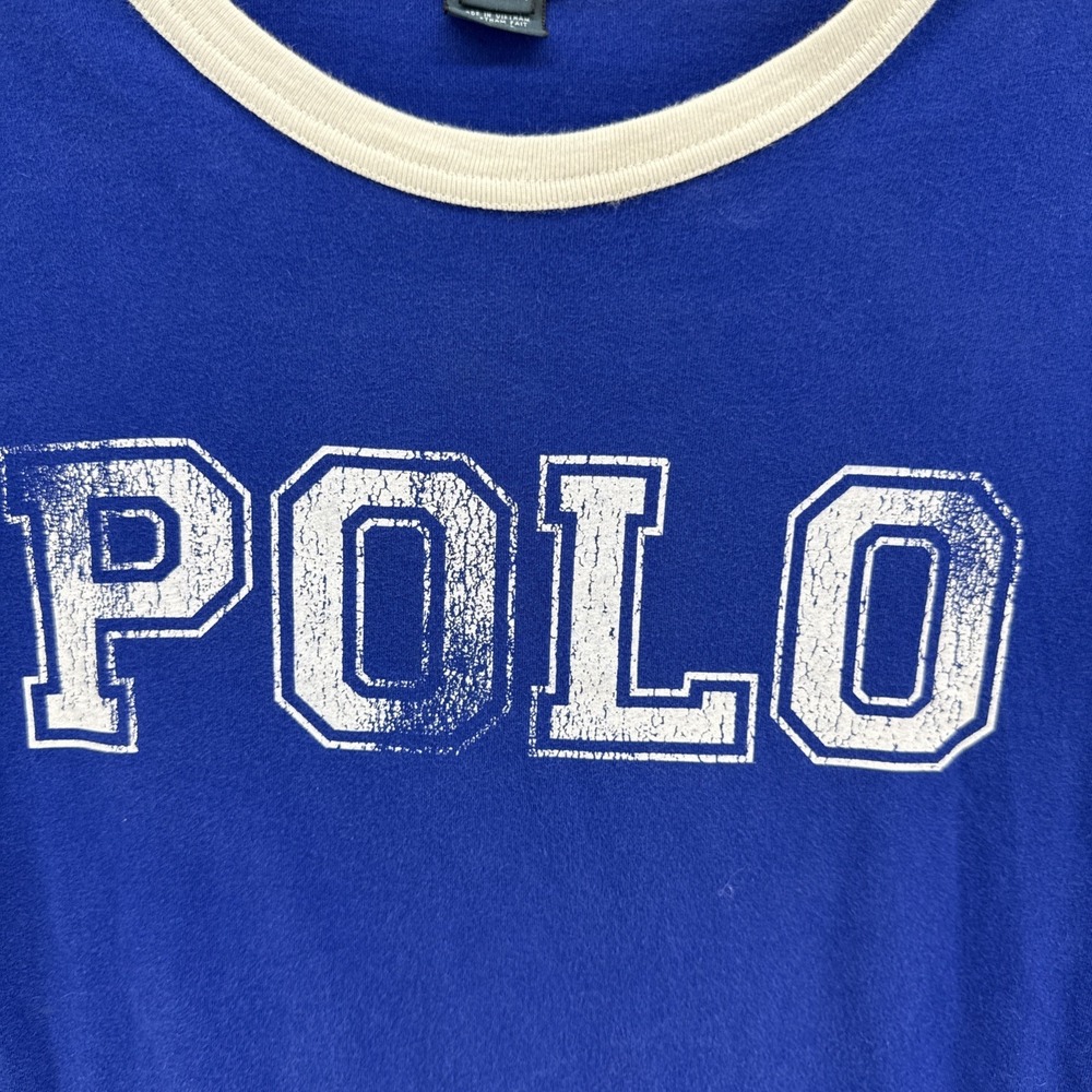Polo Ralph Lauren Boys XL (18-20) Blue Graphic T Shirt Big Logo Spell Out